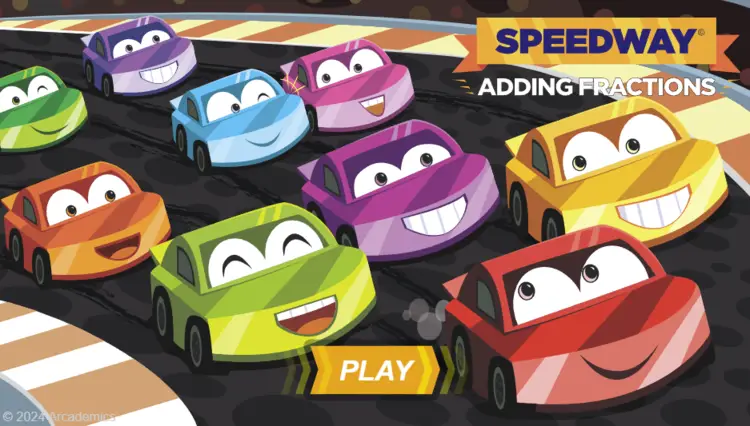 Racecar Adding Fractions Game