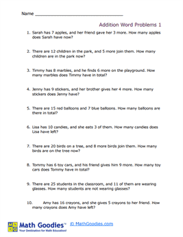 Addition Word Problems 1