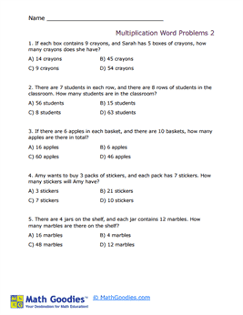 Multiplication Word Problem Worksheet 2