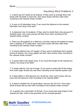 Rounding Word Problem Worksheet 3