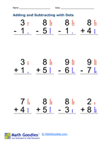 Adding and Subtracting with Dots Worksheet