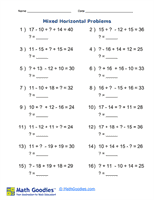 Mixed Horizontal Problems Worksheet