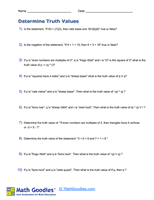 Determine Truth Values Worksheet
