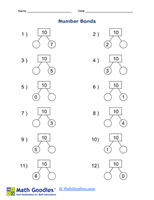Number Bonds Worksheet