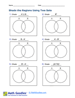 Shade the Regions Using Two Sets Worksheet