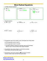 Radical Equations Worksheet