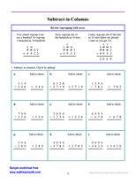 Subtract in Columns Worksheet