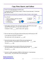 Cups, Pints, Quarts, and Gallons Worksheet