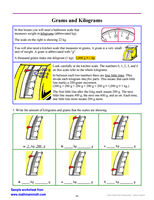 Grams and Kilograms Worksheet