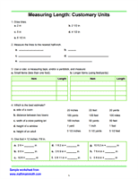 Customary Units of Measuring Worksheet