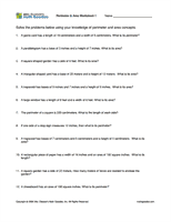 Perimeter & Area Curriculum Worksheet