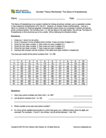 The Sieve of Eratosthenes Worksheet