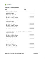 Introduction to Statistics Worksheet #1