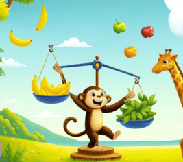 Monkey Balancing His Food.