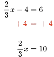 2/3 x -4 =6 Solved.