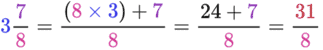 Converting 3 7/8 to an Improper Fraction.