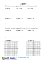 Grade 6 Algebra Worksheet