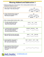 Grade 4 Missing Addends Worksheet