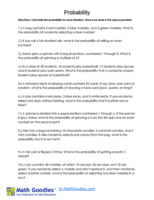 Grade 6 Probability Word Problems Worksheet