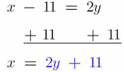 x - 11 = 2y